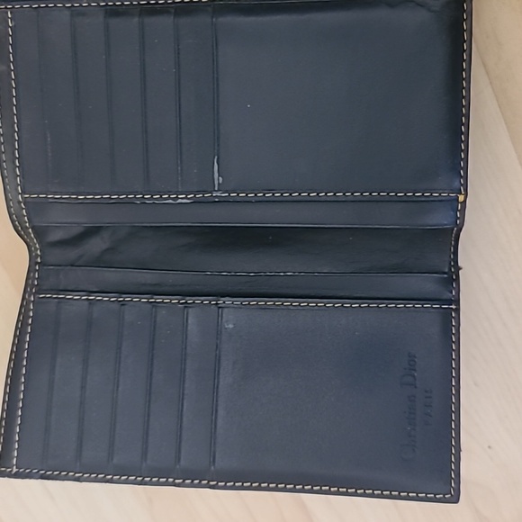Christian Dior CD Saddle Navy Blue GHW Logo Trifold Flap Long Wallet Authentic - Picture 6 of 11